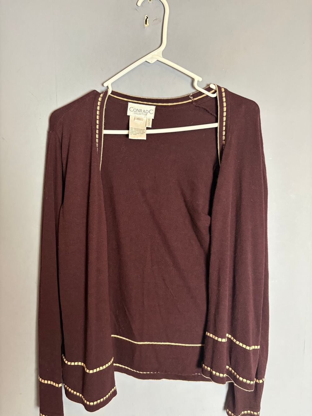 Conrad C Long Sleeve Open Front Cardigan Brown Womens L Read